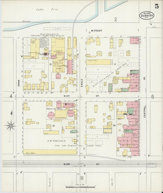 Sanborn Fire Insurance Map from Dunkirk, Chautauqua County, New York (1898), Sheet #0005 - Historic Sanborn Fire Insurance Map Print, vintage old map wall art, antique decor, genealogy gift, New York New York map