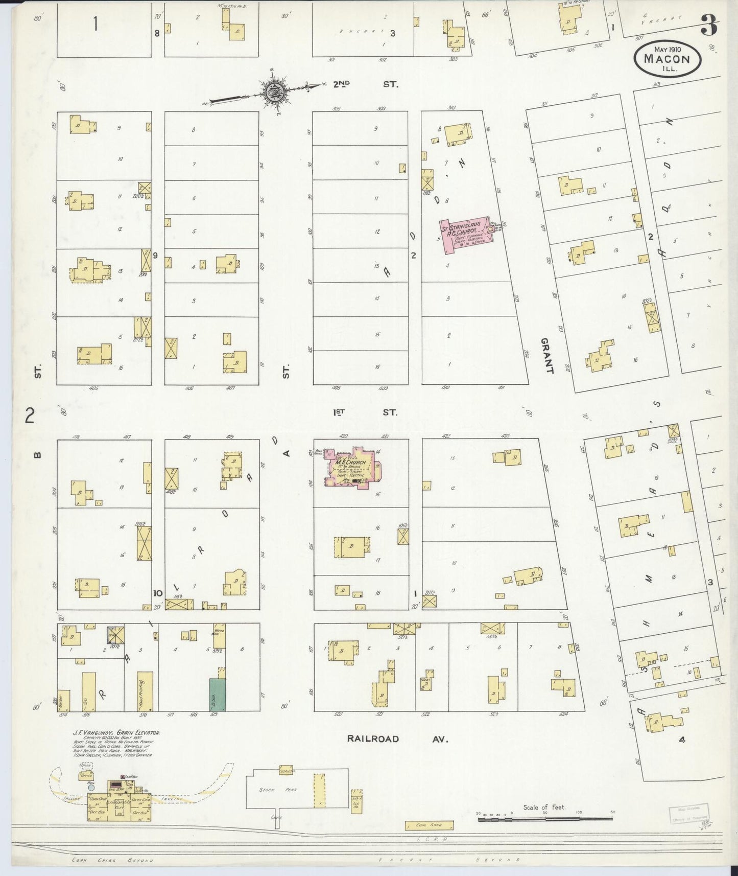 Sanborn Fire Insurance Map from Macon, Macon County, Illinois (1910), Sheet #0003 - Historic Sanborn Fire Insurance Map Print, vintage old map wall art, antique decor, genealogy gift, Illinois Illinois map