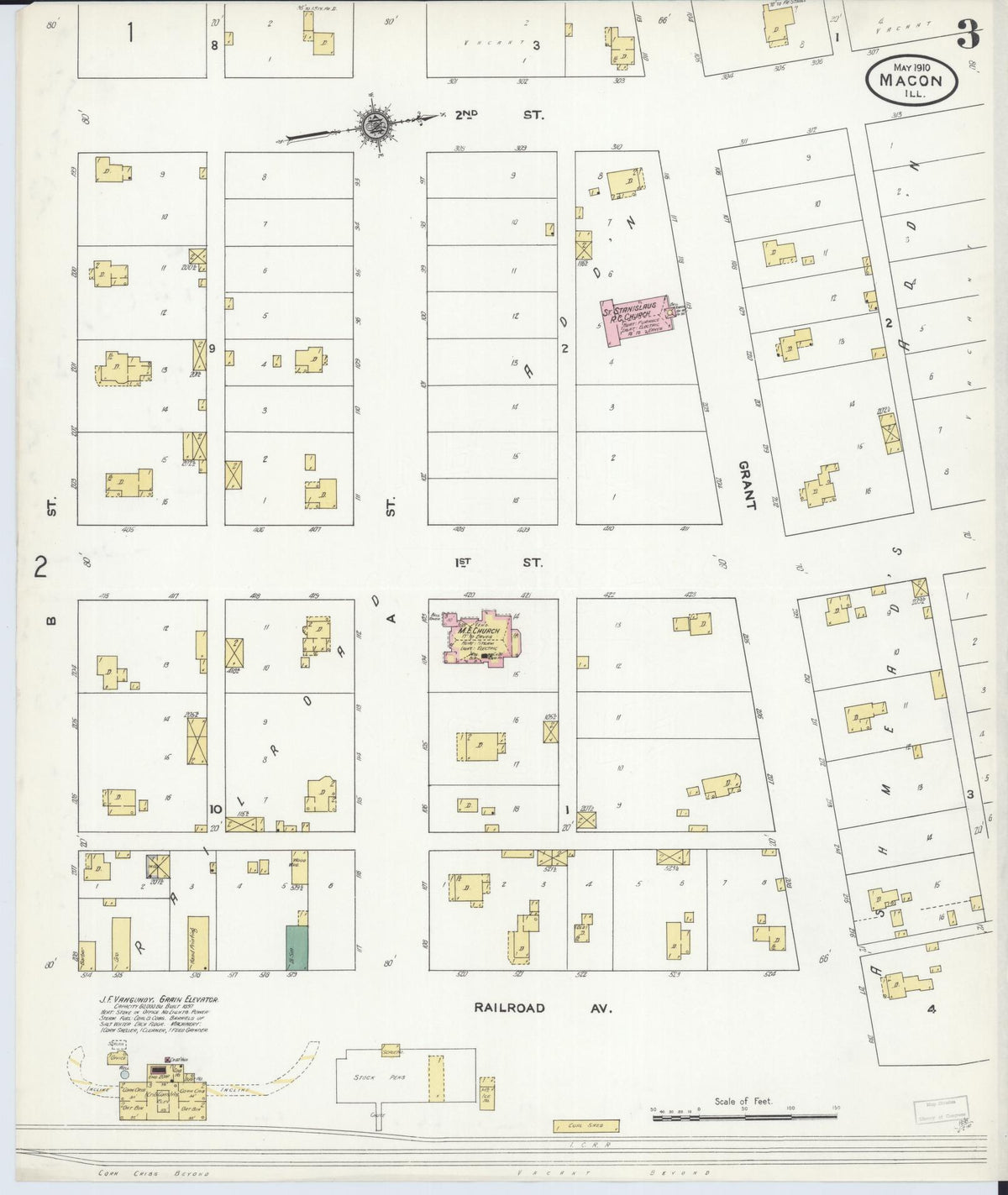 Sanborn Fire Insurance Map from Macon, Macon County, Illinois (1910), Sheet #0003 - Historic Sanborn Fire Insurance Map Print, vintage old map wall art, antique decor, genealogy gift, Illinois Illinois map