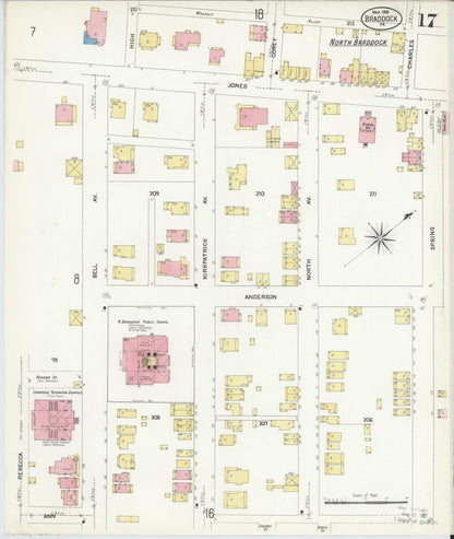 Sanborn Fire Insurance Map from Braddock, Allegheny County, Pennsylvania (1908), Sheet #0017 - Complete Map Set gallery image, historic Sanborn map, vintage wall art, Pennsylvania Pennsylvania