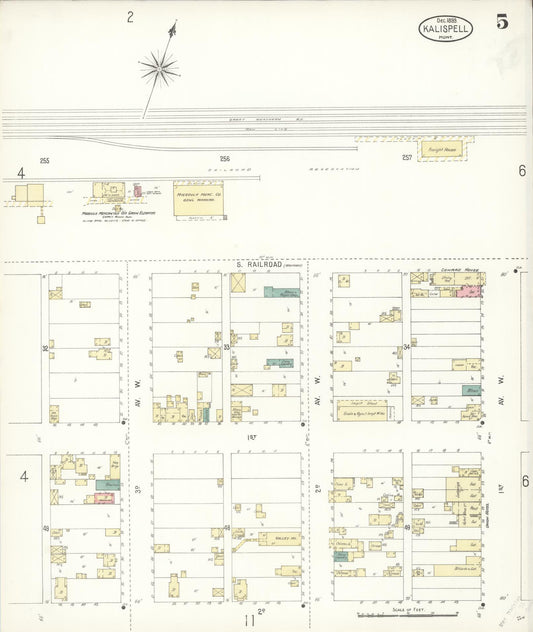 Sanborn Fire Insurance Map from Kalispell, Flathead County, Montana (1899), Sheet #0005 - Historic Sanborn Fire Insurance Map Print, vintage old map wall art, antique decor, genealogy gift, Montana Montana map