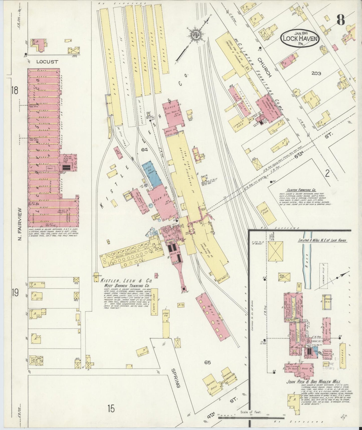 Sanborn Fire Insurance Map from Lock Haven, Clinton County, Pennsylvania (1914), Sheet #0008 - Complete Map Set gallery image, historic Sanborn map, vintage wall art, Pennsylvania Pennsylvania