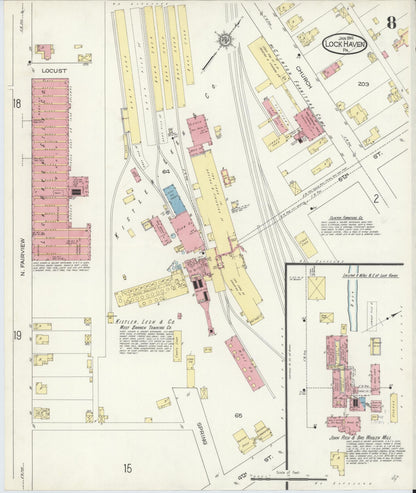 Sanborn Fire Insurance Map from Lock Haven, Clinton County, Pennsylvania (1914), Sheet #0008 - Complete Map Set gallery image, historic Sanborn map, vintage wall art, Pennsylvania Pennsylvania