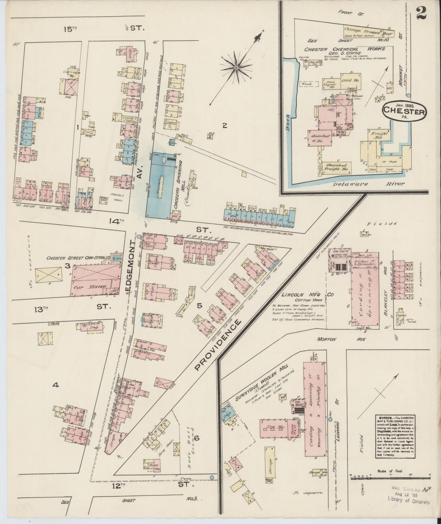 Sanborn Fire Insurance Map from Chester, Delaware County, Pennsylvania (1885), Sheet #0002 - Historic Sanborn Fire Insurance Map Print, vintage old map wall art, antique decor, genealogy gift, Chester Delaware map