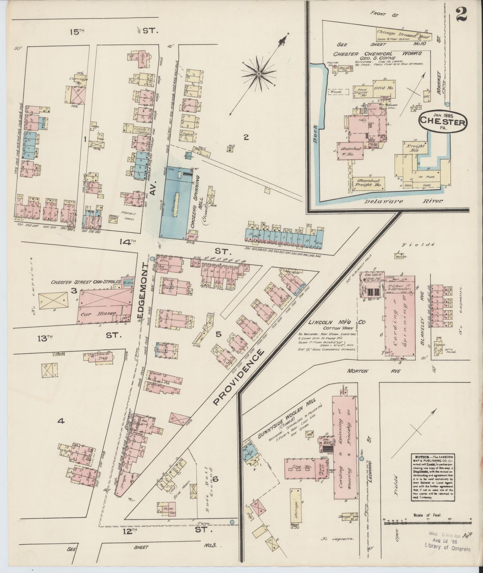 Sanborn Fire Insurance Map from Chester, Delaware County, Pennsylvania (1885), Sheet #0002 - Historic Sanborn Fire Insurance Map Print, vintage old map wall art, antique decor, genealogy gift, Chester Delaware map