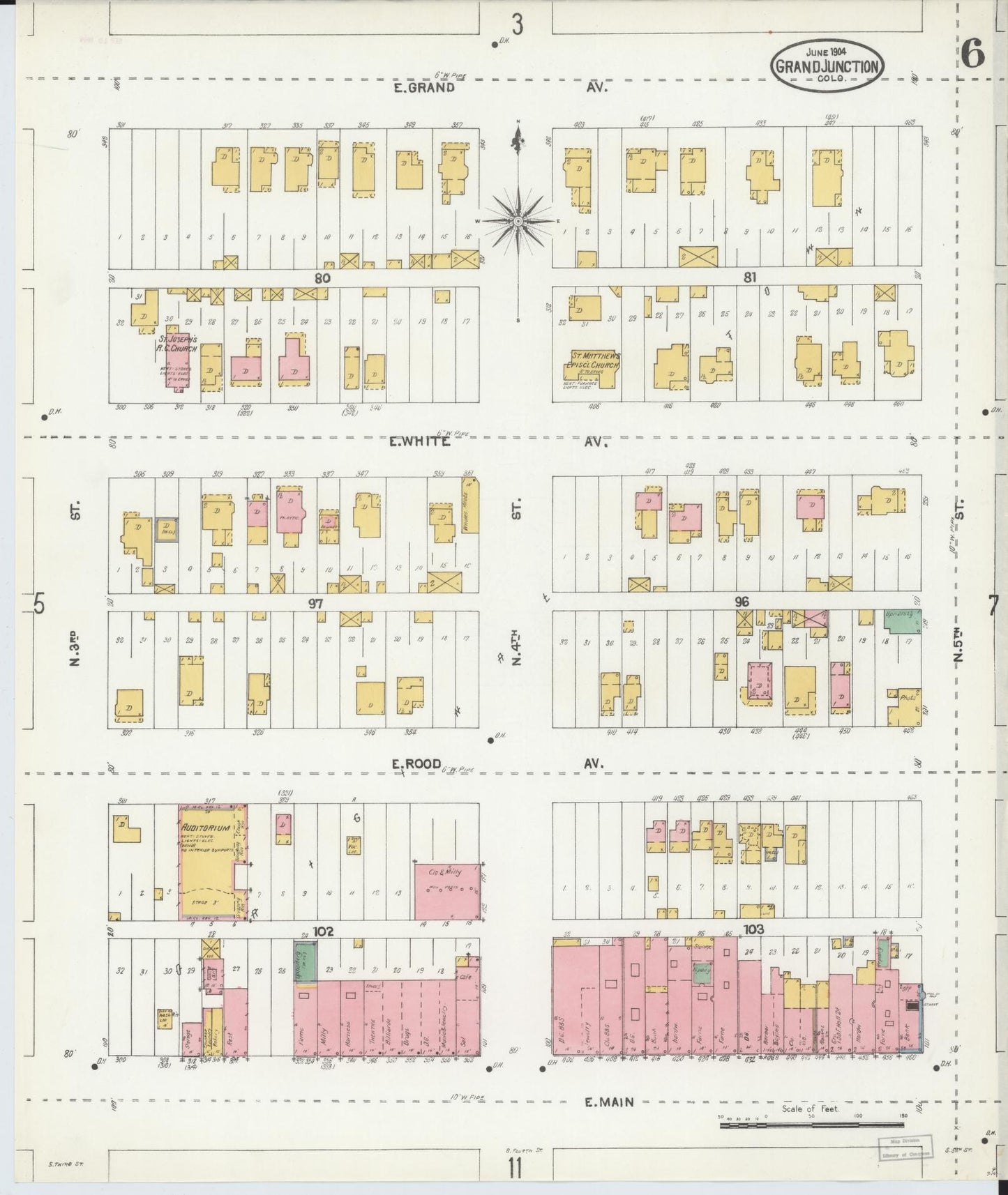 Sanborn Fire Insurance Map from Grand Junction, Mesa County, Colorado (1904), Sheet #0006 - Complete Map Set gallery image, historic Sanborn map, vintage wall art, Colorado Colorado