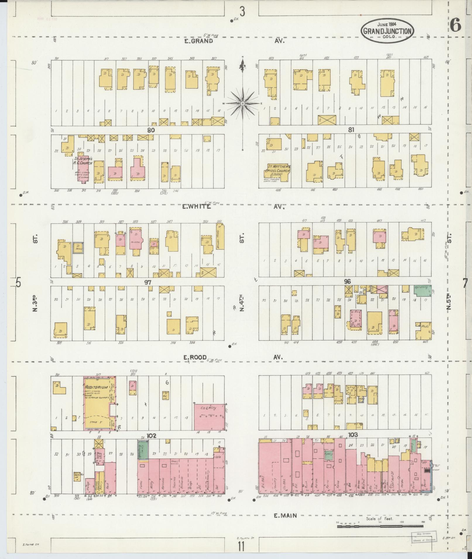 Sanborn Fire Insurance Map from Grand Junction, Mesa County, Colorado (1904), Sheet #0006 - Complete Map Set gallery image, historic Sanborn map, vintage wall art, Colorado Colorado