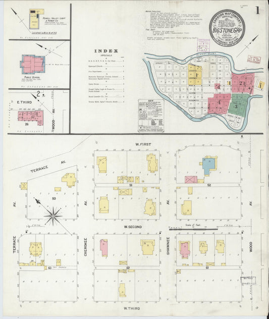 Sanborn Fire Insurance Map from Big Stone Gap, Wise County, Virginia. (1908) – Historic Sanborn Fire Insurance Map Print