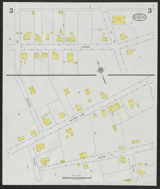 Sanborn Fire Insurance Map from Gurley, Madison County, Alabama (1927), Sheet #0003 - Historic Sanborn Fire Insurance Map Print, vintage old map wall art, antique decor, genealogy gift, Alabama Alabama map