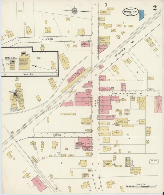 Sanborn Fire Insurance Map from Waverly, Sussex County, Virginia (1917), Sheet #0002 - Historic Sanborn Fire Insurance Map Print, vintage old map wall art, antique decor, genealogy gift, Virginia Virginia map