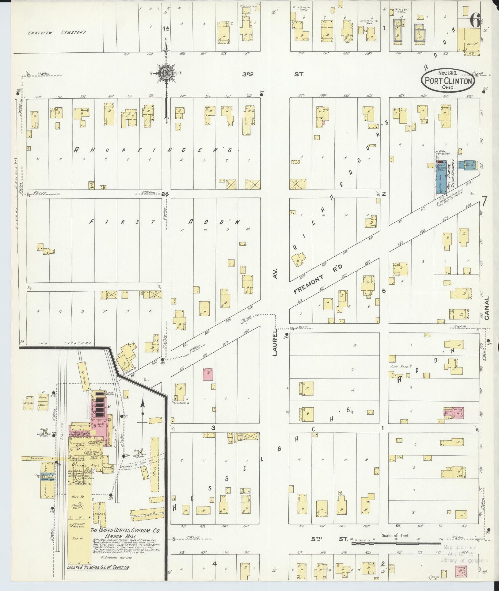 Sanborn Fire Insurance Map from Port Clinton, Ottawa County, Ohio (1910), Sheet #0006 - Complete Map Set gallery image, historic Sanborn map, vintage wall art, Ohio Ohio
