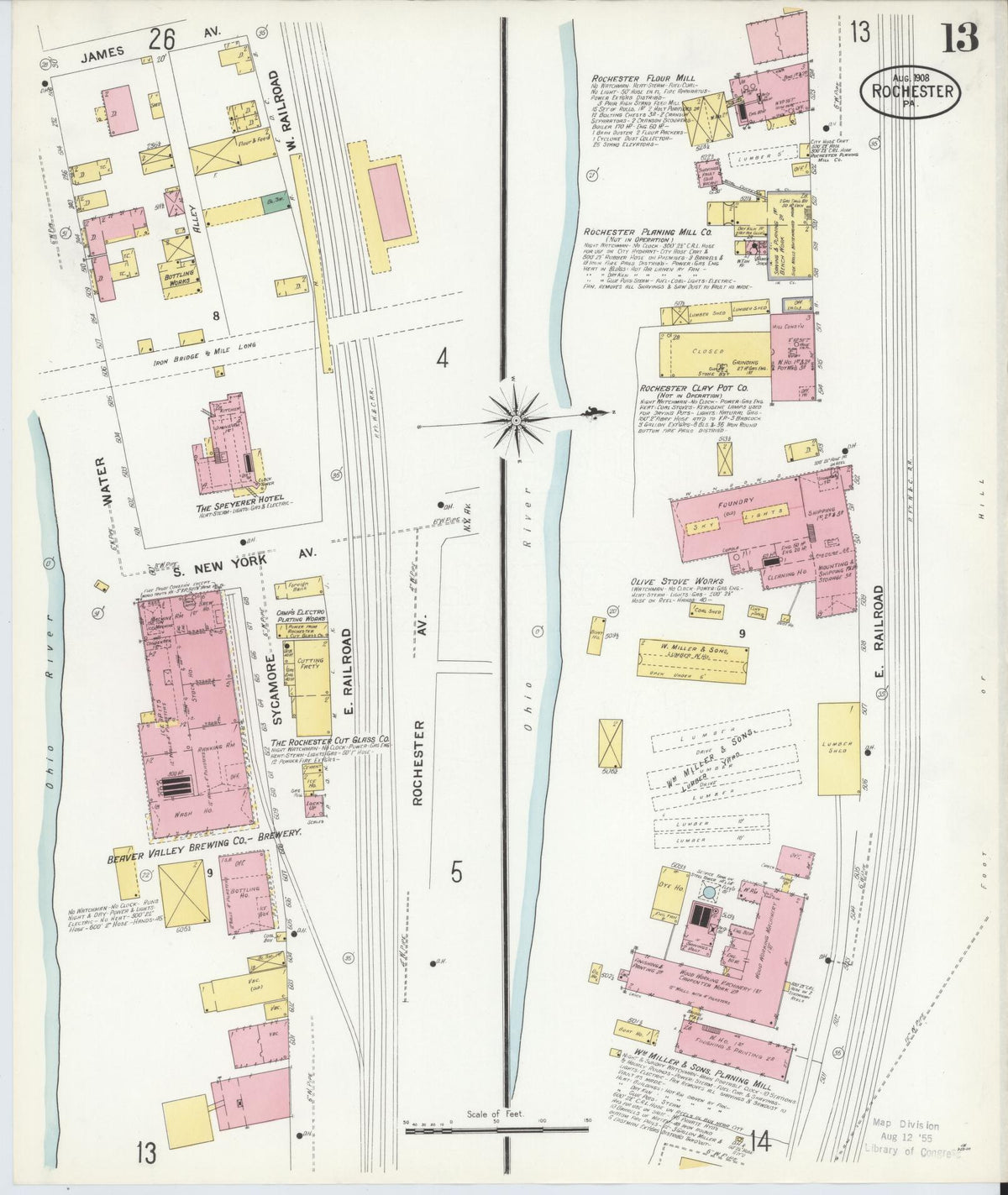 Sanborn Fire Insurance Map from Rochester, Beaver County, Pennsylvania (1908), Sheet #0013 - Complete Map Set gallery image, historic Sanborn map, vintage wall art, Pennsylvania Pennsylvania