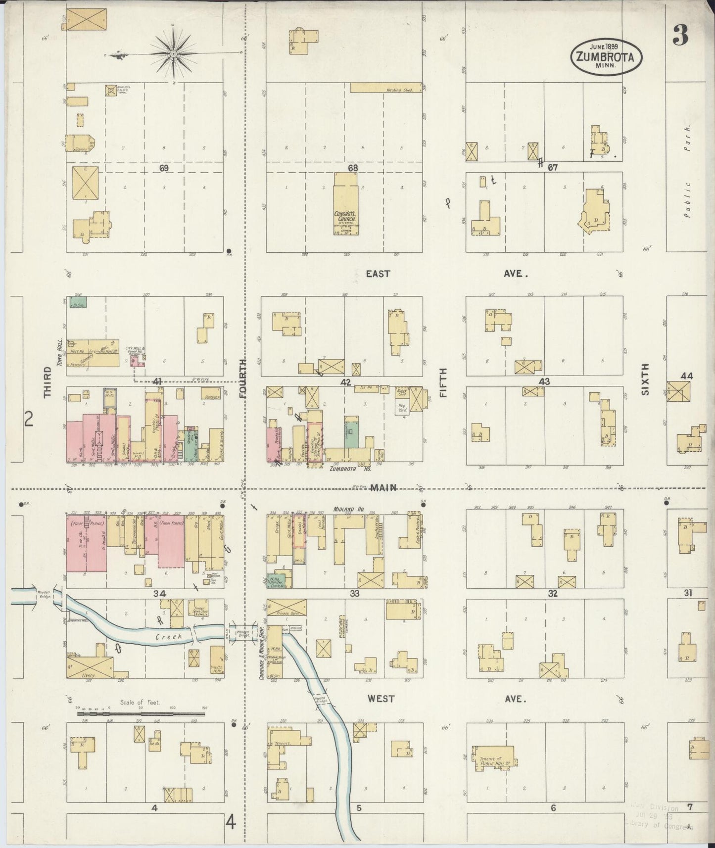 Sanborn Fire Insurance Map from Zumbrota, Goodhue County, Minnesota (1899), Sheet #0003 - Historic Sanborn Fire Insurance Map Print, vintage old map wall art, antique decor, genealogy gift, Minnesota Minnesota map