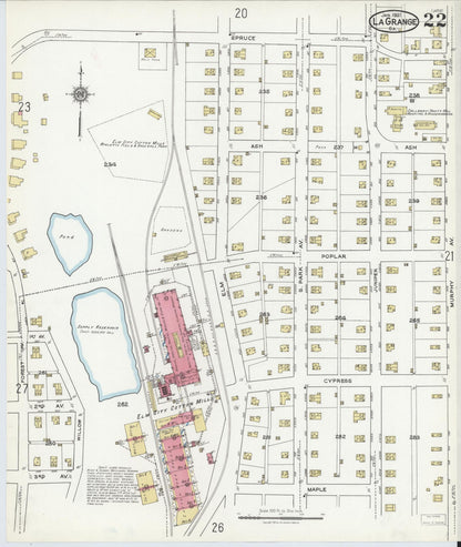Sanborn Fire Insurance Map from La Grange, Troup County, Georgia (1921), Sheet #0022 - Complete Map Set gallery image, historic Sanborn map, vintage wall art, Georgia Georgia