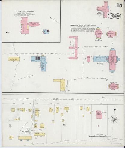 Sanborn Fire Insurance Map from Red Wing, Goodhue County, Minnesota (1895), Sheet #0015 - Complete Map Set gallery image, historic Sanborn map, vintage wall art, Minnesota Minnesota