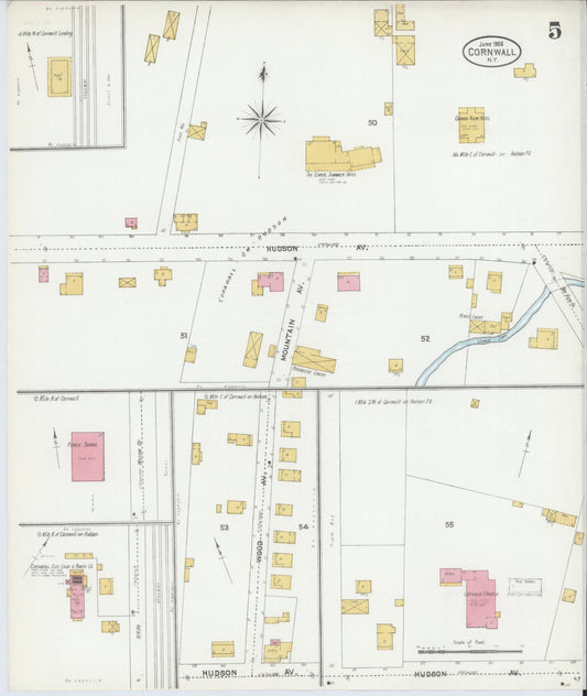 Sanborn Fire Insurance Map from Cornwall, Orange County, New York (1905), Sheet #0005 - Historic Sanborn Fire Insurance Map Print, vintage old map wall art, antique decor, genealogy gift, New York New York map