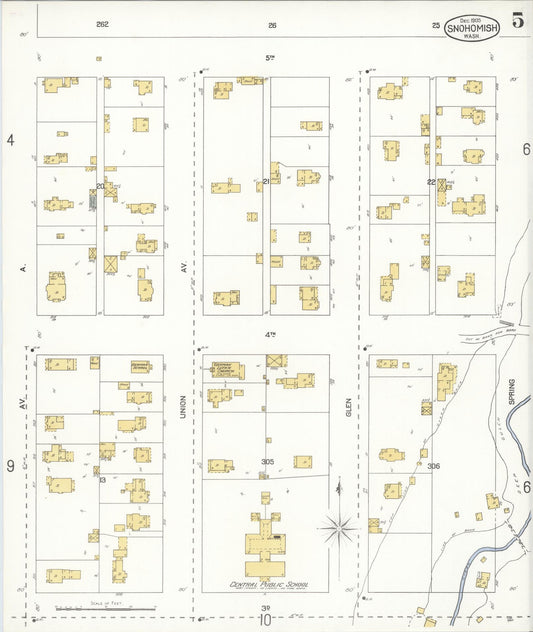 Sanborn Fire Insurance Map from Snohomish, Snohomish County, Washington (1905), Sheet #0005 - Historic Sanborn Fire Insurance Map Print, vintage old map wall art, antique decor, genealogy gift, Washington Washington map