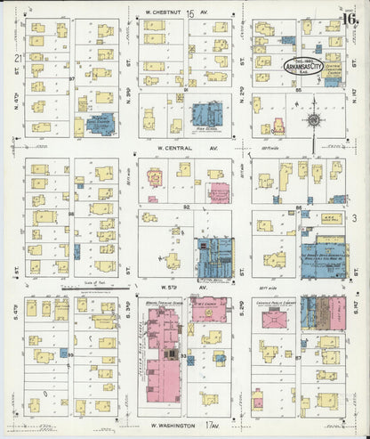 Sanborn Fire Insurance Map from Arkansas City, Cowley County, Kansas (1920), Sheet #0016 - Complete Map Set gallery image, historic Sanborn map, vintage wall art, Kansas Kansas
