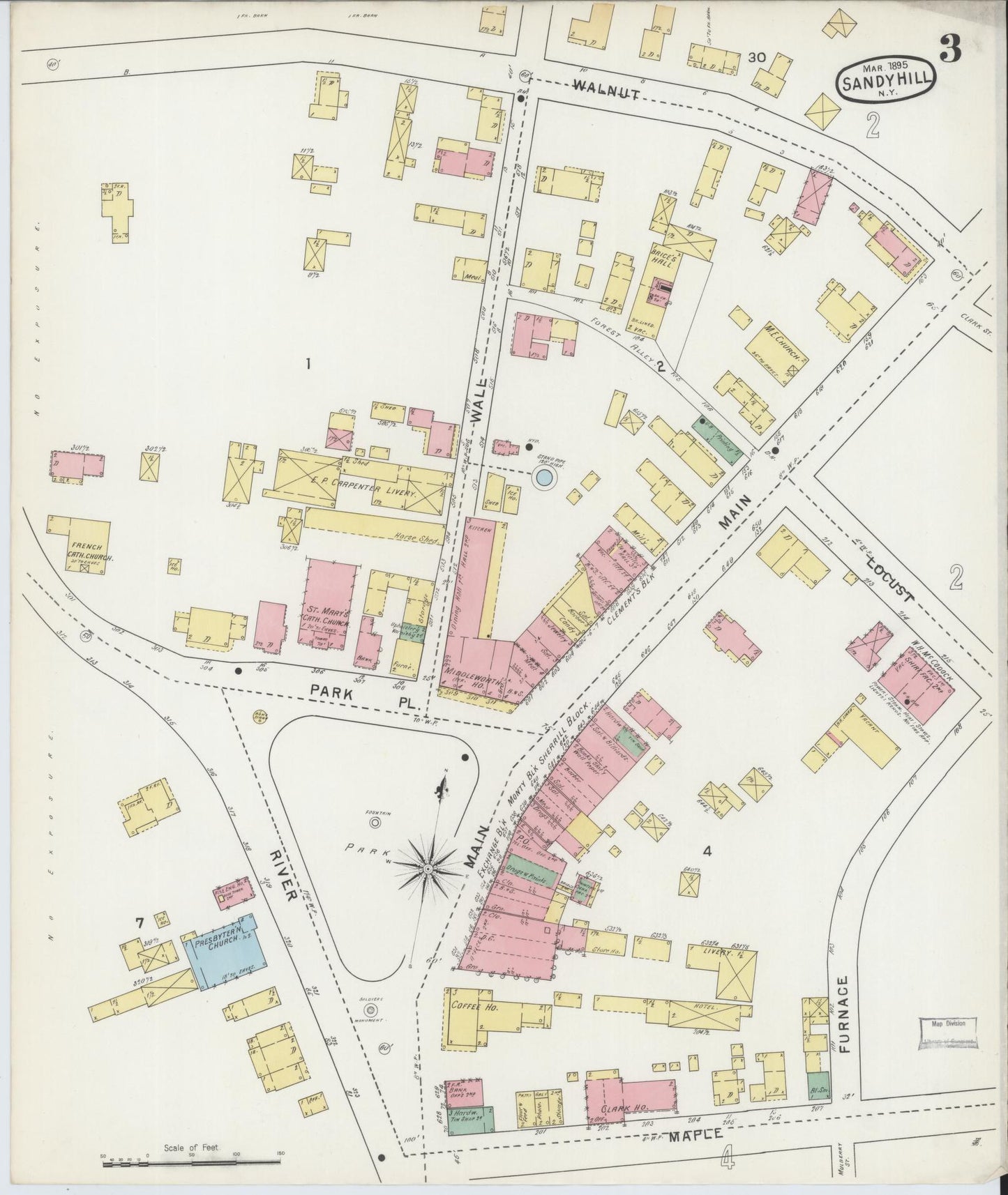 Sanborn Fire Insurance Map from Sandy Hill, Washington County, New York (1895), Sheet #0003 - Complete Map Set gallery image, historic Sanborn map, vintage wall art, New York New York