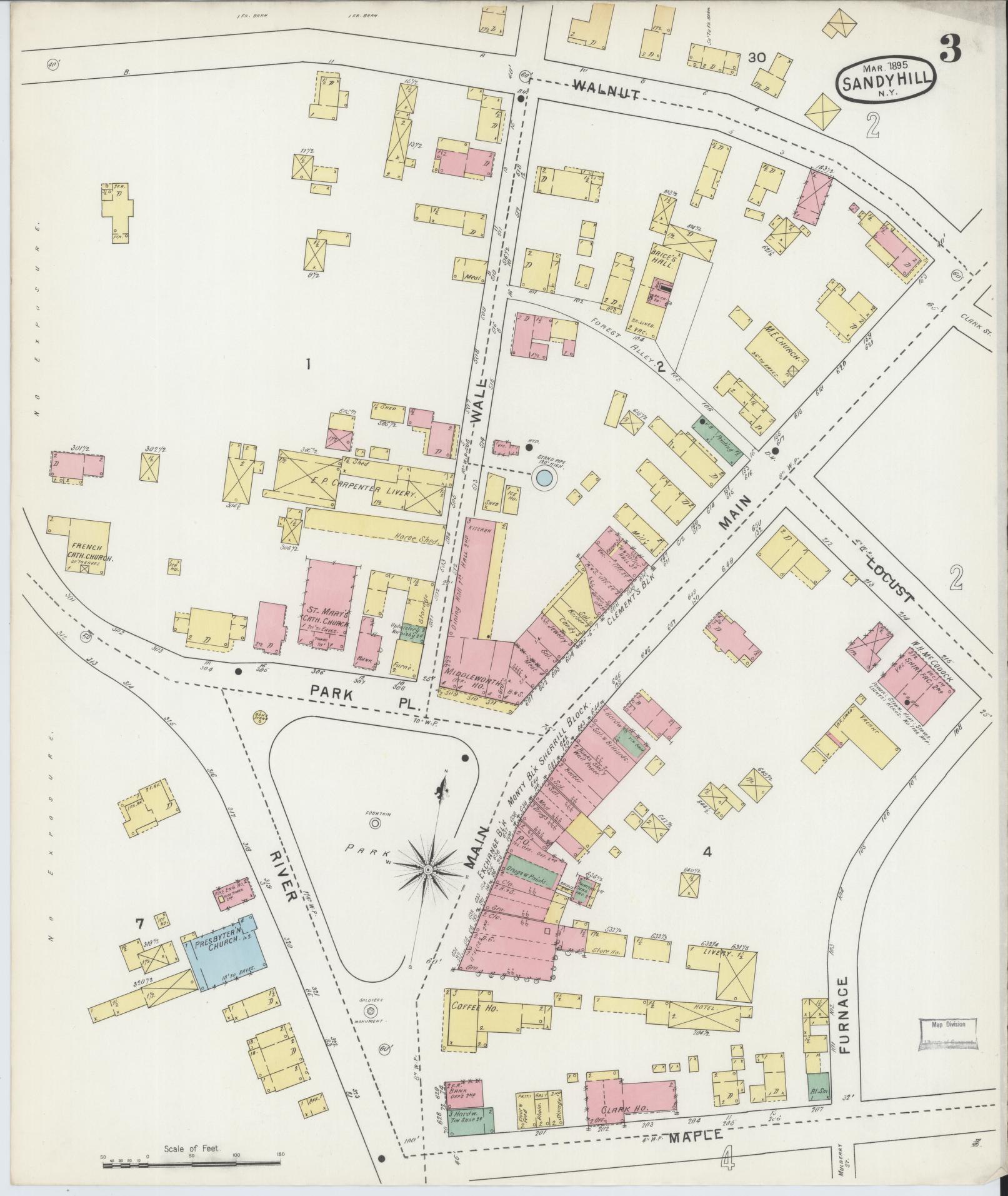 Sanborn Fire Insurance Map from Sandy Hill, Washington County, New York (1895), Sheet #0003 - Complete Map Set gallery image, historic Sanborn map, vintage wall art, New York New York