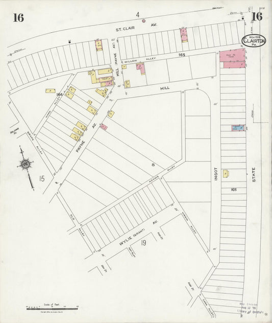 Sanborn Fire Insurance Map from Clairton, Allegheny County, Pennsylvania (1924), Sheet #0016 - Historic Sanborn Fire Insurance Map Print, vintage old map wall art, antique decor, genealogy gift, Pennsylvania Pennsylvania map