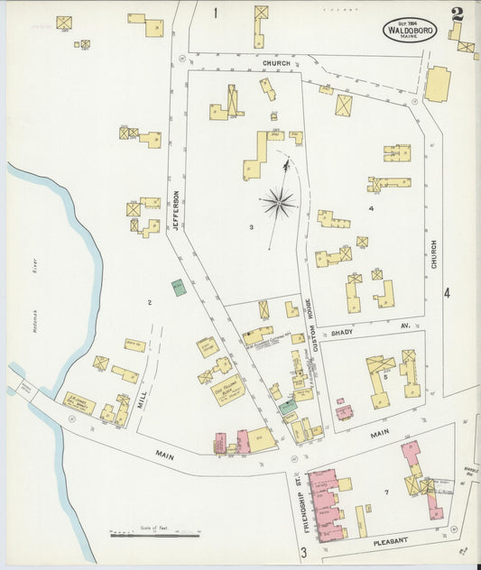 Sanborn Fire Insurance Map from Waldoboro, Lincoln County, Maine (1904), Sheet #0002 - Historic Sanborn Fire Insurance Map Print, vintage old map wall art, antique decor, genealogy gift, Maine Maine map