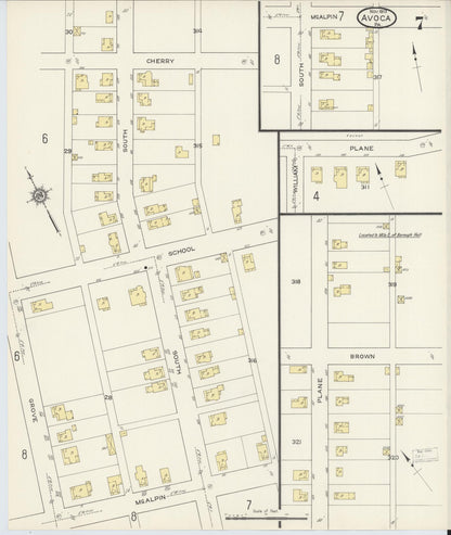 Sanborn Fire Insurance Map from Avoca, Luzerne County, Pennsylvania (1913), Sheet #0007 - Historic Sanborn Fire Insurance Map Print, vintage old map wall art, antique decor, genealogy gift, Pennsylvania Pennsylvania map
