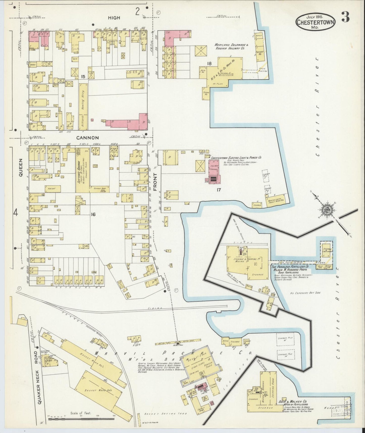 Kent, Maryland - 1915 - Sanborn Fire Insurance Map, Sheet #0003 - Historic Sanborn Fire Insurance Map Print, Kent Maryland 1915 0003 vintage old map wall art