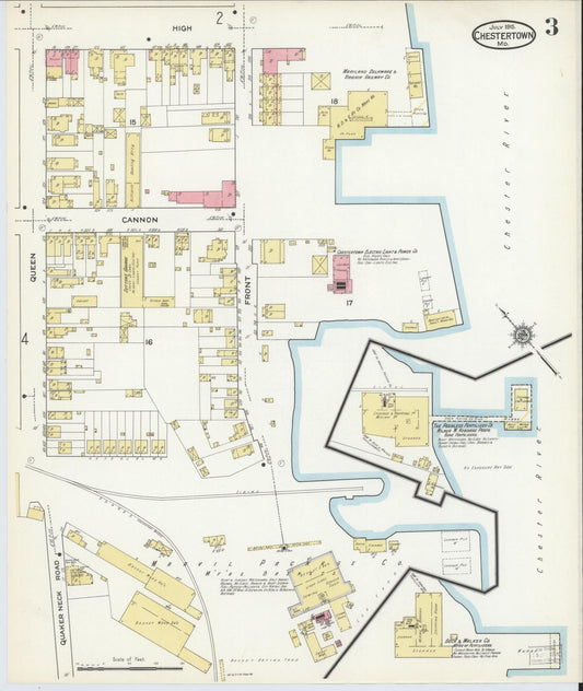 Kent, Maryland - 1915 - Sanborn Fire Insurance Map, Sheet #0003 - Historic Sanborn Fire Insurance Map Print, Kent Maryland 1915 0003 vintage old map wall art