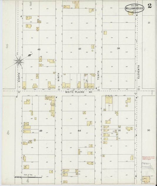 Sanborn Fire Insurance Map from Williamsbridge, Westchester County, New York (1895), Sheet #0002 - Historic Sanborn Fire Insurance Map Print, vintage old map wall art, antique decor, genealogy gift, New York New York map