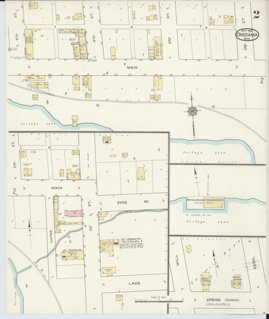 Sanborn Fire Insurance Map from Onekama, Manistee County, Michigan (1914), Sheet #0002 - Historic Sanborn Fire Insurance Map Print, vintage old map wall art, antique decor, genealogy gift, Michigan Michigan map