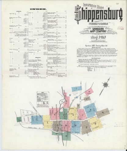 Sanborn Fire Insurance Map from Shippensburg, Cumberland And Franklin Counties, Pennsylvania (1910), Sheet #0001 - Historic Sanborn Fire Insurance Map Print, vintage old map wall art, antique decor, genealogy gift, Counties Pennsylvania map