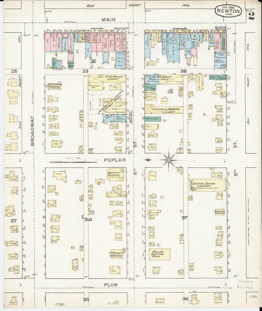 Sanborn Fire Insurance Map from Newton, Harvey County, Kansas (1886), Sheet #0002 - Historic Sanborn Fire Insurance Map Print, vintage old map wall art, antique decor, genealogy gift, Kansas Kansas map