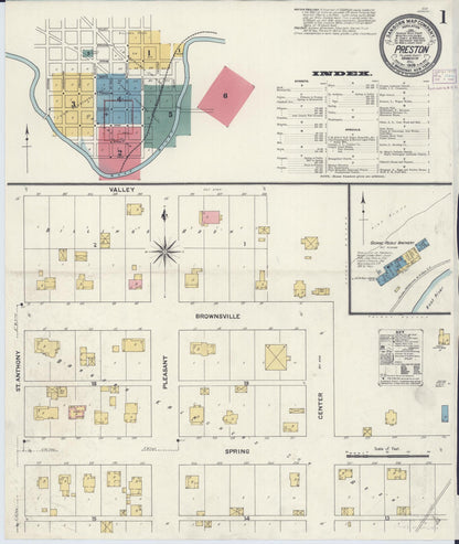 Sanborn Fire Insurance Map from Preston, Fillmore County, Minnesota (1909), Sheet #0001 - Complete Map Set gallery image, historic Sanborn map, vintage wall art, Minnesota Minnesota