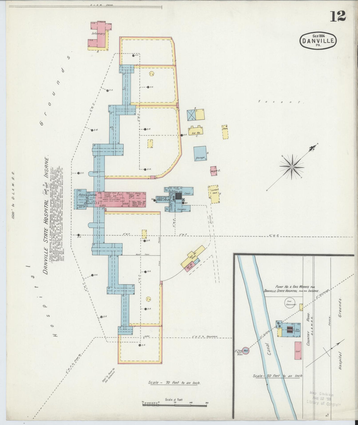 Sanborn Fire Insurance Map from Danville, Montour County, Pennsylvania (1896), Sheet #0012 - Complete Map Set gallery image, historic Sanborn map, vintage wall art, Pennsylvania Pennsylvania
