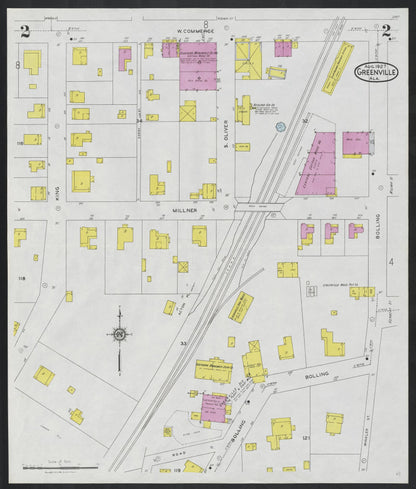Sanborn Fire Insurance Map from Greenville, Butler County, Alabama (1927), Sheet #0002 - Complete Map Set gallery image, historic Sanborn map, vintage wall art, Alabama Alabama