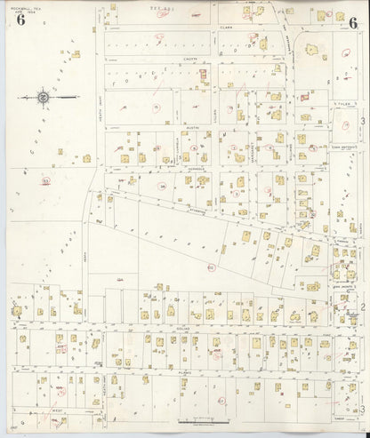 Sanborn Fire Insurance Map from Rockwall, Rockwall County, Texas (1945), Sheet #0006 - Complete Map Set gallery image, historic Sanborn map, vintage wall art, Texas Texas