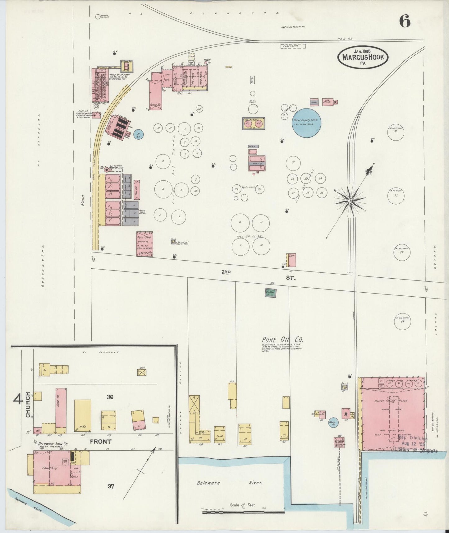 Sanborn Fire Insurance Map from Marcus Hook, Chester County, Pennsylvania (1905), Sheet #0006 - Complete Map Set gallery image, historic Sanborn map, vintage wall art, Pennsylvania Pennsylvania