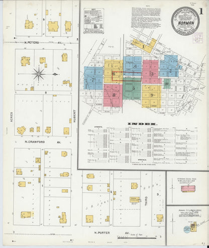 Sanborn Fire Insurance Map from Norman, Cleveland County, Oklahoma (1904), Sheet #0001 - Complete Map Set gallery image, historic Sanborn map, vintage wall art, Oklahoma Oklahoma