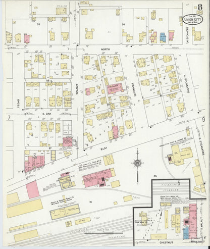 Sanborn Fire Insurance Map from Union City, Randolph County, Indiana (1911), Sheet #0008 - Complete Map Set gallery image, historic Sanborn map, vintage wall art, Indiana Indiana