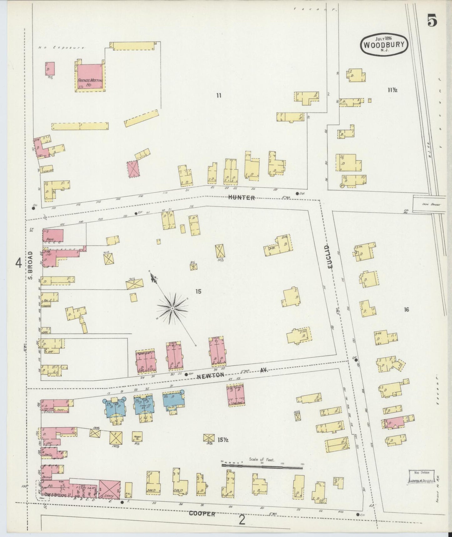 Sanborn Fire Insurance Map from Woodbury, Gloucester County, New Jersey (1896), Sheet #0005 - Complete Map Set gallery image, historic Sanborn map, vintage wall art, New Jersey New Jersey