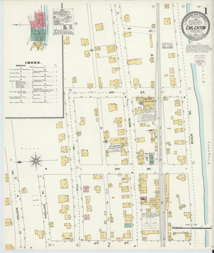 Sanborn Fire Insurance Map from Emlenton, Venango County, Pennsylvania (1904), Sheet #0001 - Complete Map Set gallery image, historic Sanborn map, vintage wall art, Pennsylvania Pennsylvania