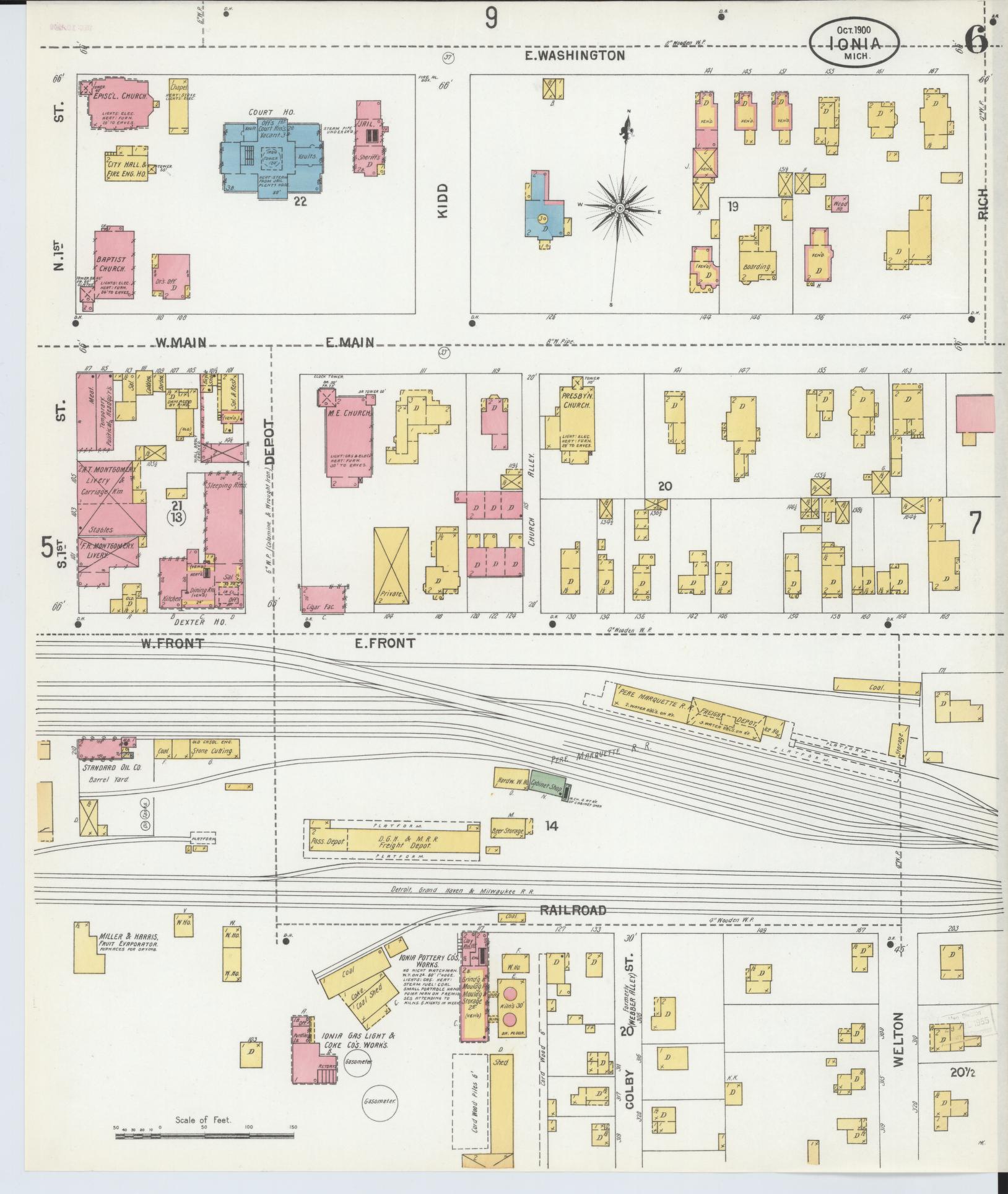 Sanborn Fire Insurance Map from Ionia, Ionia County, Michigan (1900), Sheet #0006 - Complete Map Set gallery image, historic Sanborn map, vintage wall art, Michigan Michigan