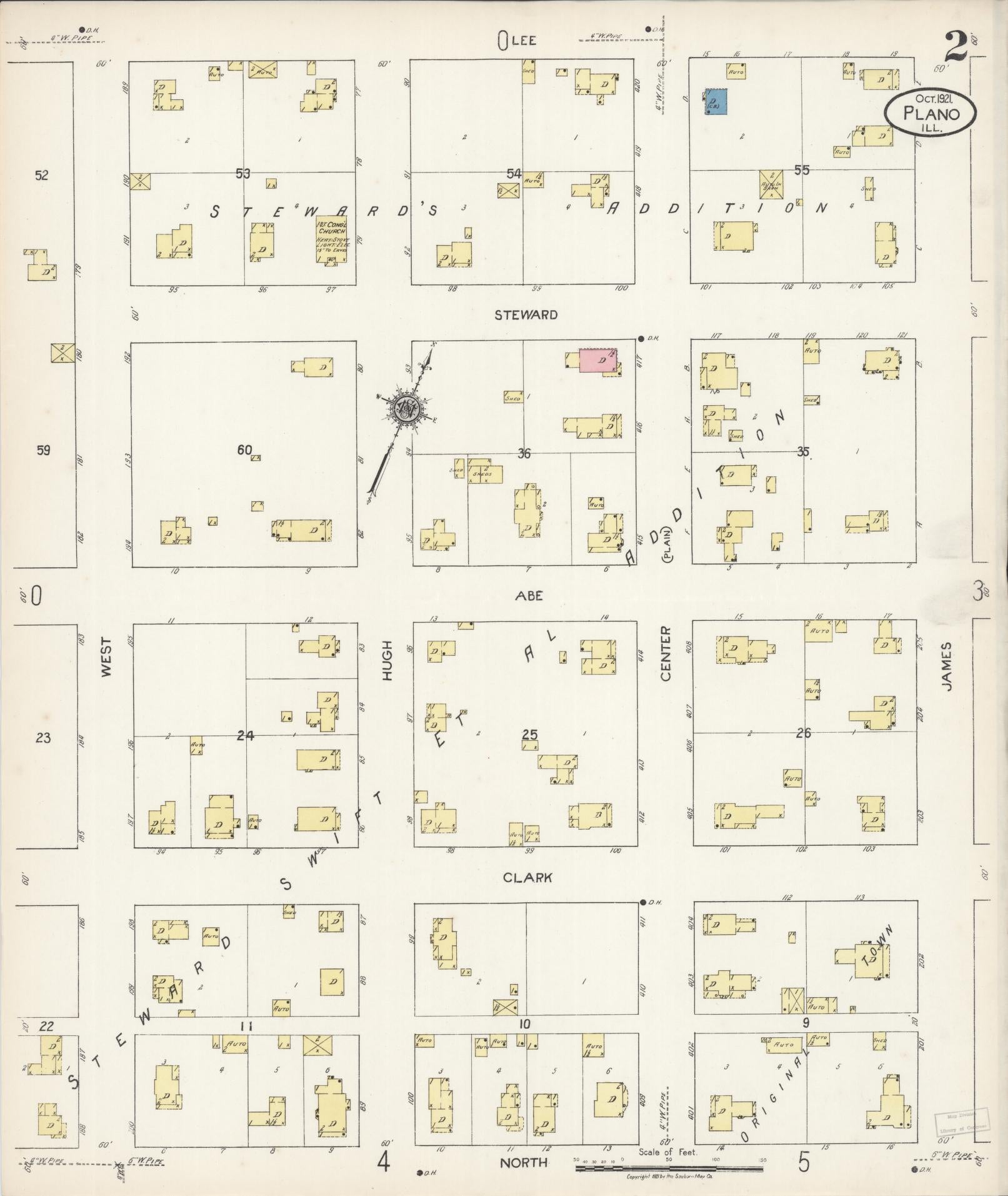 Sanborn Fire Insurance Map from Plano, Kendall County, Illinois (1921), Sheet #0002 - Complete Map Set gallery image, historic Sanborn map, vintage wall art, Illinois Illinois