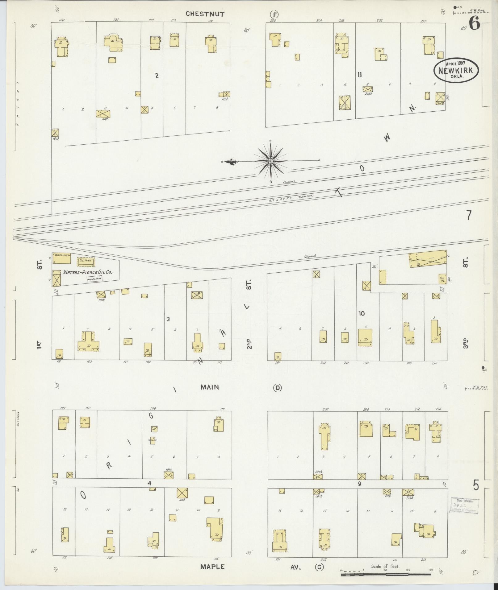 Sanborn Fire Insurance Map from Newkirk, Kay County, Oklahoma (1907), Sheet #0006 - Complete Map Set gallery image, historic Sanborn map, vintage wall art, Oklahoma Oklahoma