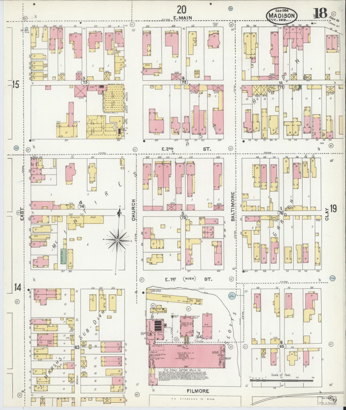 Sanborn Fire Insurance Map from Madison, Jefferson County, Indiana (1904), Sheet #0018 - Complete Map Set gallery image, historic Sanborn map, vintage wall art, Indiana Indiana