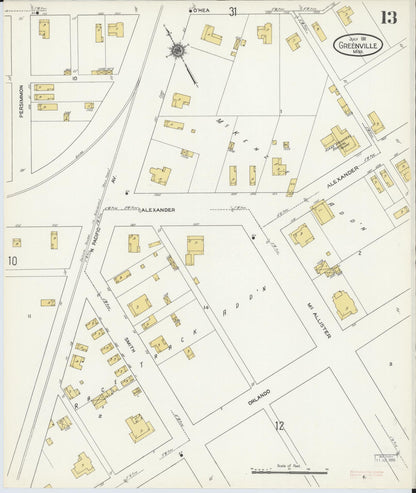 Sanborn Fire Insurance Map from Greenville, Washington County, Mississippi (1911), Sheet #0013 - Complete Map Set gallery image, historic Sanborn map, vintage wall art, Mississippi Mississippi