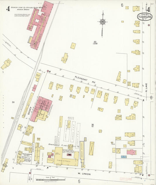 Sanborn Fire Insurance Map from Hamburg, Erie County, New York (1923), Sheet #0004 - Historic Sanborn Fire Insurance Map Print, vintage old map wall art, antique decor, genealogy gift, New York New York map