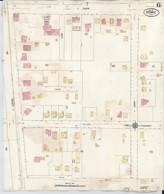 Sanborn Fire Insurance Map from Midvale, Salt Lake County, Utah (1942), Sheet #0006 - Historic Sanborn Fire Insurance Map Print, vintage old map wall art, antique decor, genealogy gift, Utah Utah map