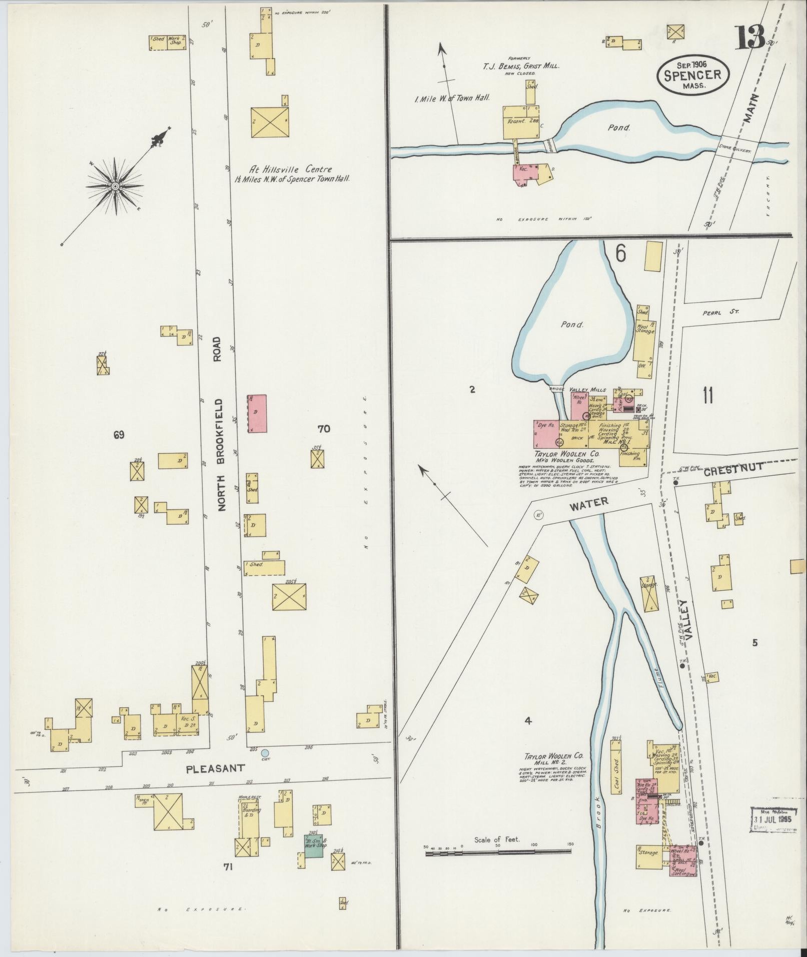 Sanborn Fire Insurance Map from Spencer, Worcester County, Massachusetts (1906), Sheet #0013 - Complete Map Set gallery image, historic Sanborn map, vintage wall art, Massachusetts Massachusetts